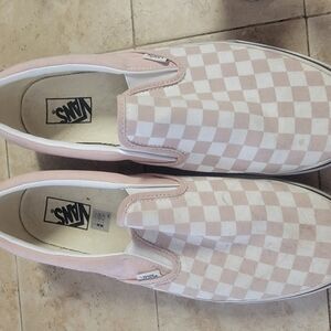Vans Pink Checkered Slip-On Shoes